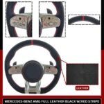 MERCEDES-BENZ AMG FULL LEATHER BLACK W/RED STRIPE SILVER SWITCH STEERING WHEEL (2007-2018)