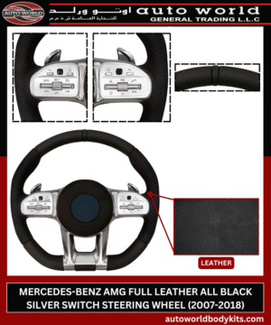 MERCEDES-BENZ AMG FULL LEATHER ALL BLACK SILVER SWITCH STEERING WHEEL (2007-2018)