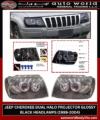 JEEP CHEROKEE DUAL HALO PROJECTOR GLOSSY BLACK HEADLAMPS (1999-2004)